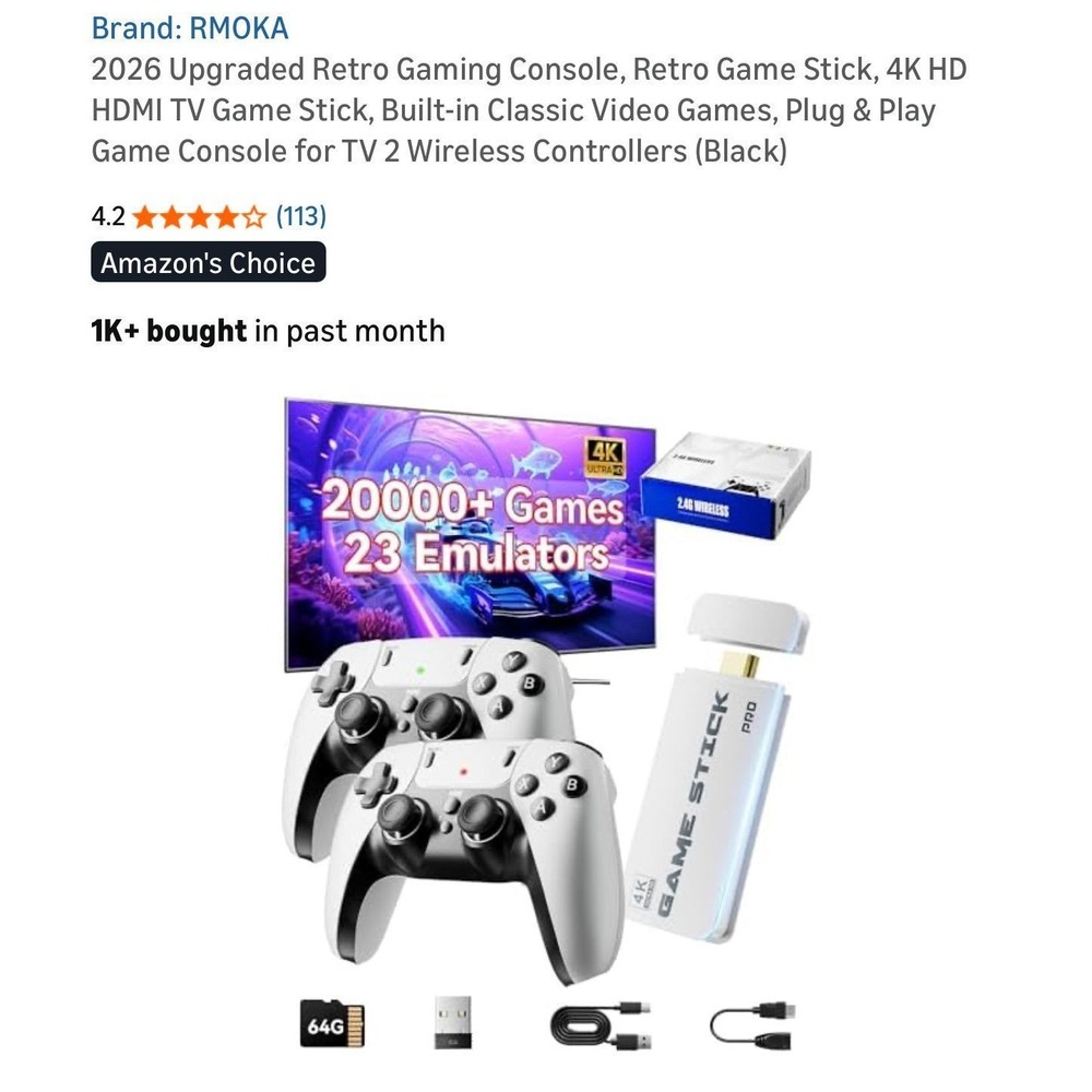 44.-   RMOKA SJGAM M15 Plus Retro Game Stick 4K HD HDMI Console 20000+ Games 2